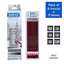 DOMS Drawing Pencils Set - HB 2B 4B 6B 8B 10B n Eraser